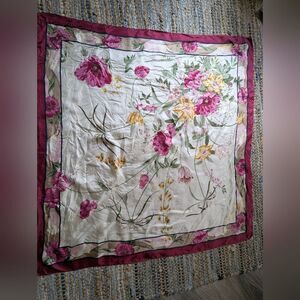 Valentino Floral Silk Scarf Square Oversized 33x35 Cottagecore Romantic Designer